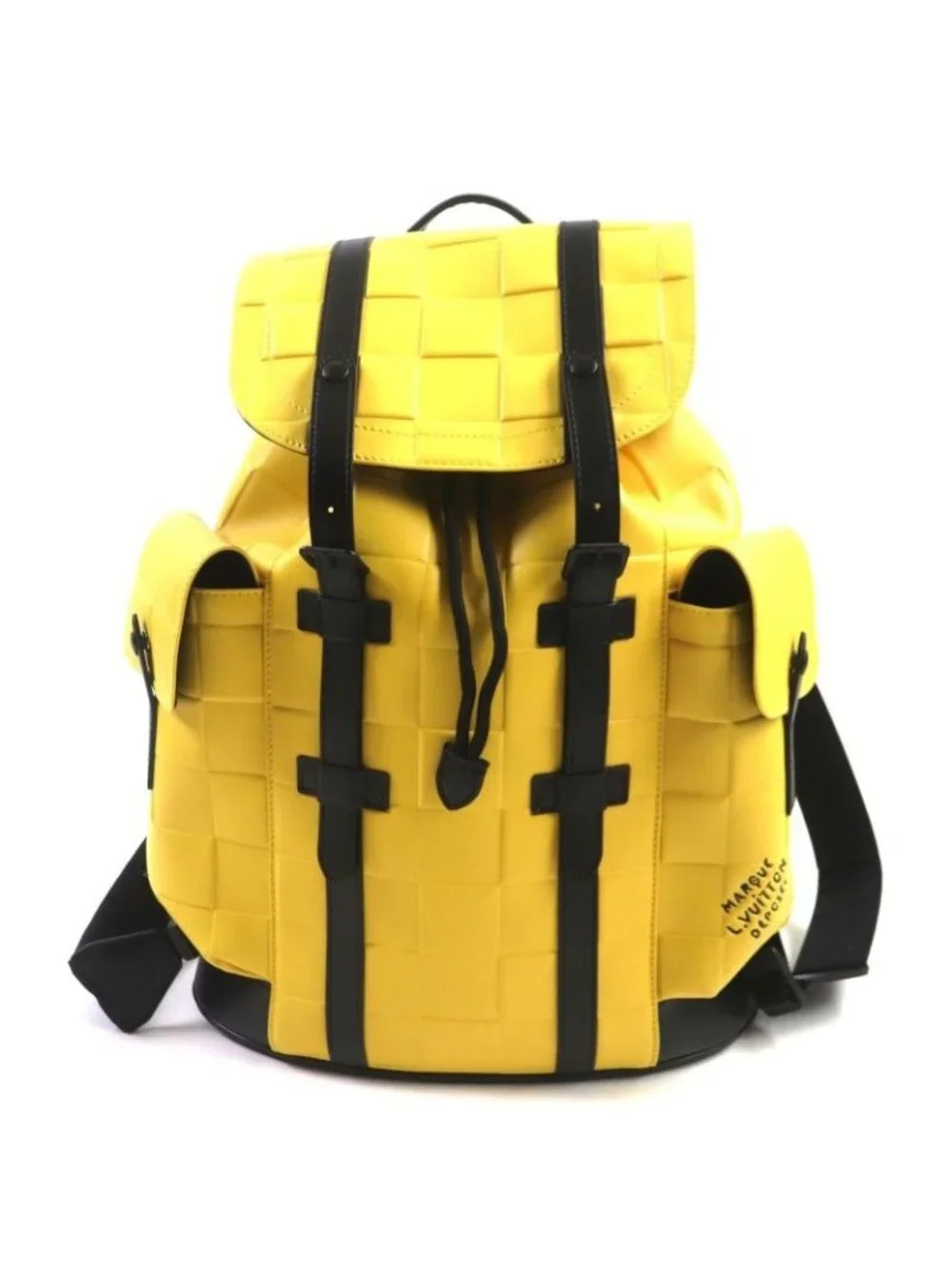 Louis Vuitton Damier Scuba Christopher MM Leather Backpack Yellow Black